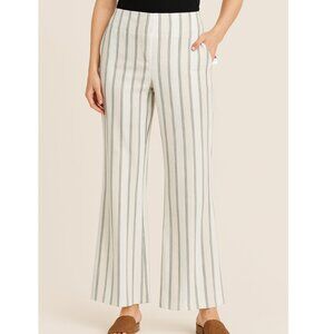 NWT New Directions Women’s White, Tan, and Olive Striped Wide-Leg Pants size 10